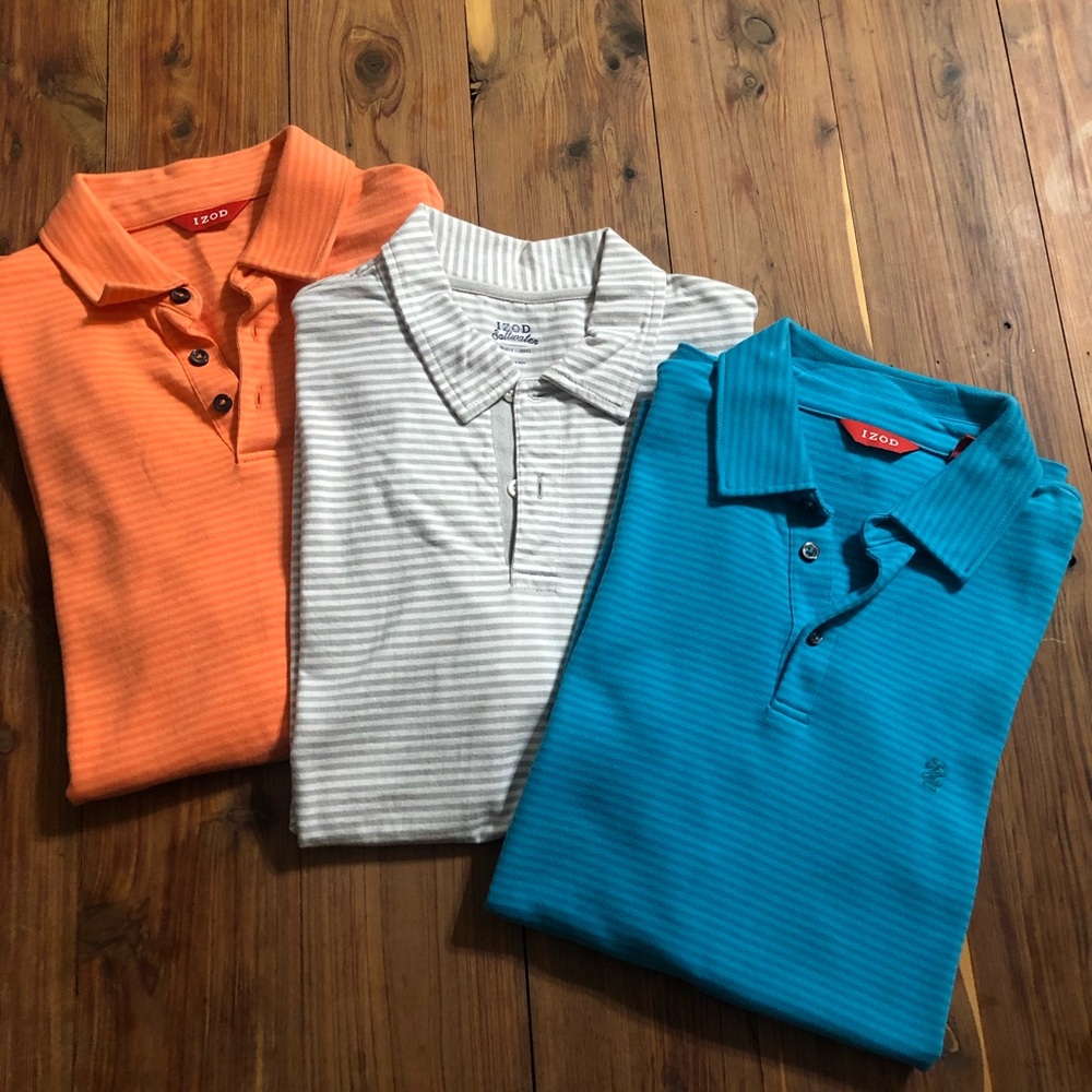 IZOD Striped Polo Shirts, Set of 3